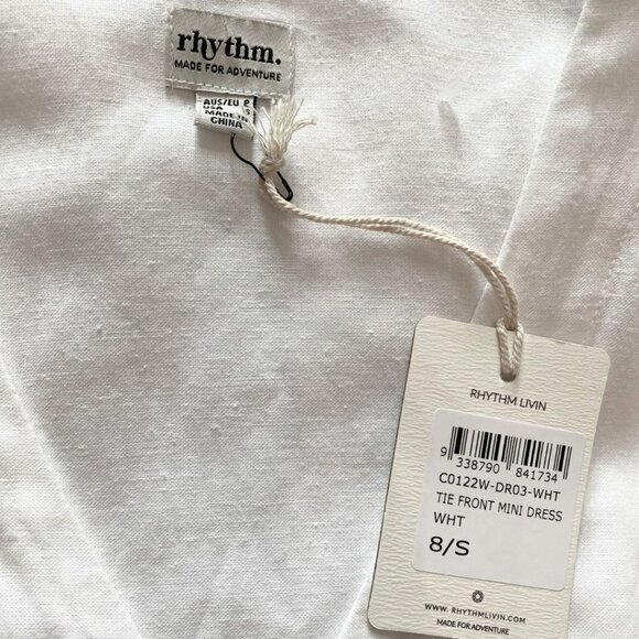 NWT RHYTHM LIVIN WHITE LONG SLEEVE TIE FRONT TUNIC - S - Picture 8 of 11
